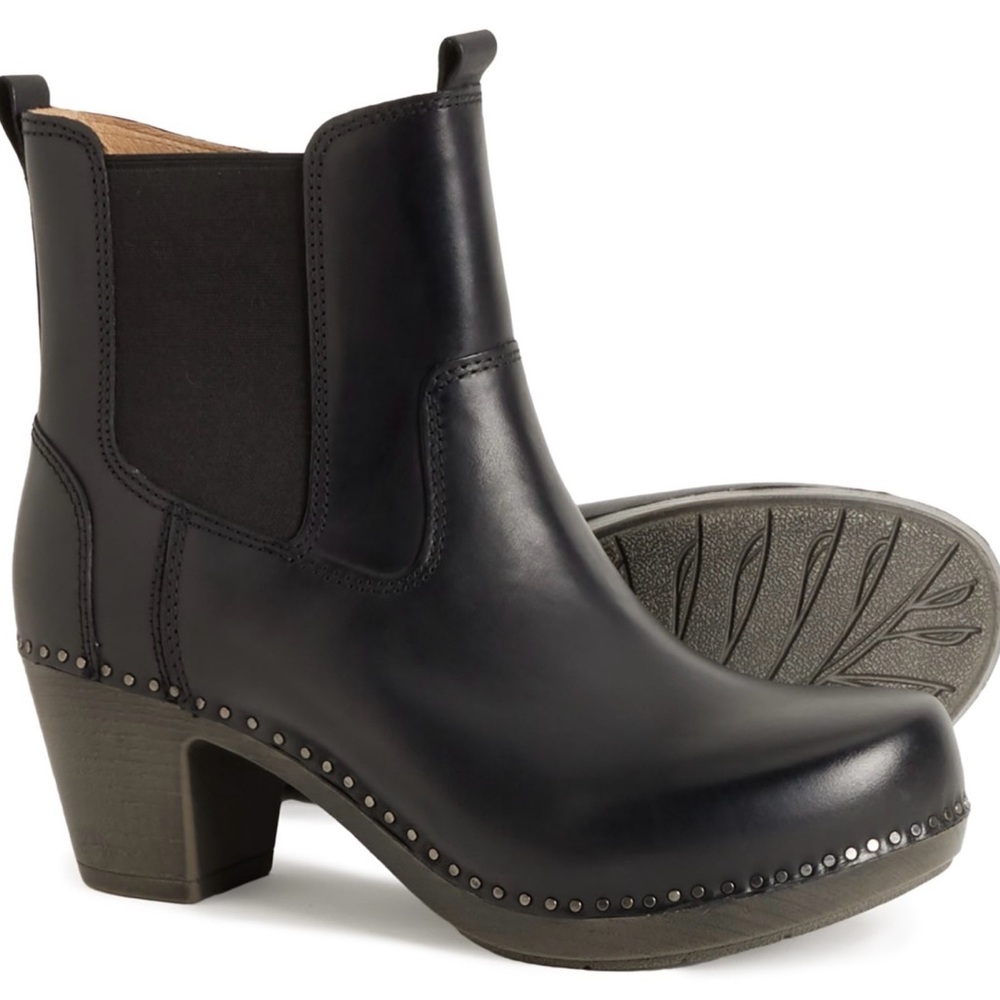 Dansko Black Leather Ankle Booties